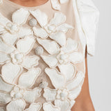 Kapitone Etekli Mini Elbise – Beyaz