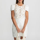 Kapitone Etekli Mini Elbise – Beyaz