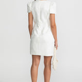 Kapitone Etekli Mini Elbise – Beyaz
