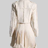 Altın Detaylı Krem Tweed İkili Takım