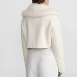 Fildişi Tilki Kürklü Kısa Yün Ceket