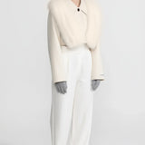 Fildişi Tilki Kürklü Kısa Yün Ceket