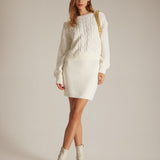 Bej Yuvarlak Yaka Nervürlü Kazak