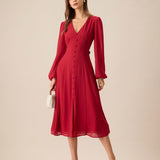 Bellona - Kırmızı Midi Elbise